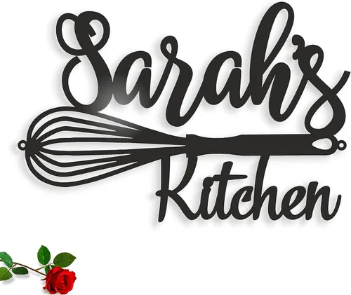 Miniatura 10 de Letrero de cocina de metal personalizado, letrero con nombre personalizado para decoración de granja, arte de pared para la cocina de mamá, regalo
