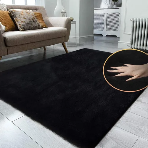 Miniatura 2 de ORINOVA Alfombras Peludas Negras Esponjosas para Sala de Estar para Sala de Estar Lavables Alfombras de Área Shaggy para Dormitorio Alfombra 4x6