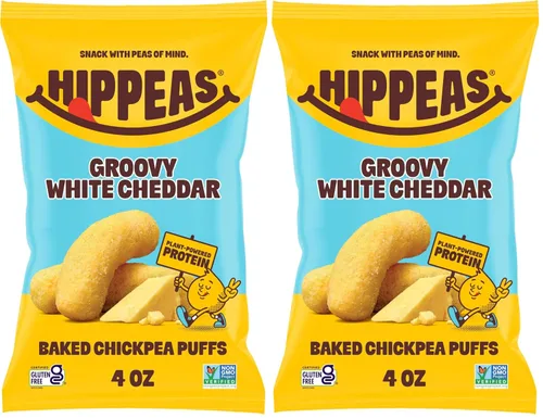 Miniatura 11 de Hippeas - Bocadillos de garbanzos inflados, cheddar blanco vegano, 4 onzas (paquete de 1), 4g de proteína, 3g de fibra, vegano, sin gluten
