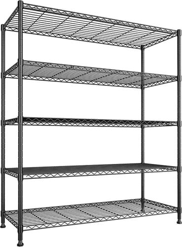 Estantes de almacenamiento de 45 pulgadas de ancho, estantería de alambre de 5 niveles, estantería de metal ajustable, estantes de despensa, estante