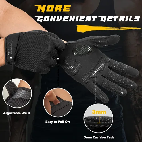 Miniatura 2 de FREETOO Guantes de entrenamiento de dedo completo para hombres, guantes de gimnasio acolchados con excelente agarre y protección de palma