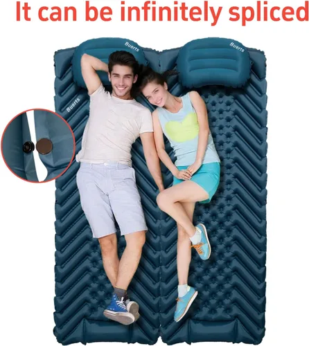 Miniatura 7 de Colchoneta de dormir y almohada inflable, portátil, ultraligero, grueso, rápido de inflar en 30 segundos, se puede empalmar. Adecuado