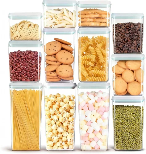 Miniatura 11 de Recipientes herméticos apilables con tapas, almacenamiento hermético de alimentos, recipientes de almacenamiento de despensa de cocina para 15