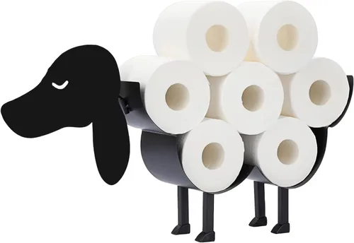 Soportes decorativos de papel higiénico de animales lindos, soporte de pared de metal y soporte de papel higiénico independiente, 8 rollos de Perro