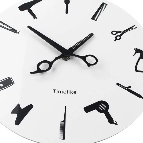 Miniatura 3 de Timelike Barber Equiment Tools Reloj de pared Diseño moderno Barbería Negocios Señal Reloj de pared Belleza Peluquería Reloj de peluquería Regalo