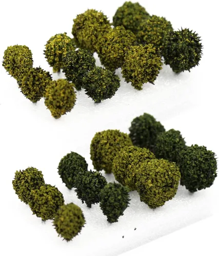 Árboles de vegetación en miniatura con bases modelo, terreno, guerra, juegos, bricolaje, paisaje ferroviario (24 arbustos)