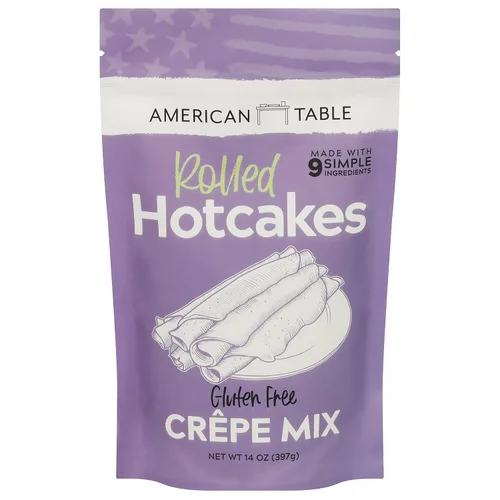 American Table - Mezcla de crepas enrollada sin gluten para hotcakes de American Table, hecha con ingredientes cultivados en Estados Unidos y