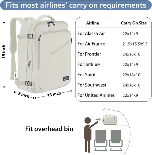 Miniatura 127 de MATEIN - Mochila de viaje extragrande de 10.56 galones, mochila de viaje ampliable apta para aerolíneas, para viajeros de fin de semana, hombres