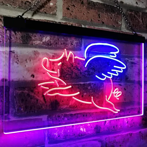 Miniatura 3 de ADVPRO Flying Pig St6s32-i3110-br - Letrero de neón LED de doble color, azul y rojo, 12 x 8.5 pulgadas