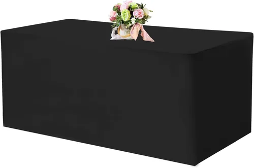 Miniatura 14 de Paquete de 2 manteles ajustables de 48 x 30 pulgadas, manteles rectangulares para mesas de 4 pies, mantel de tela de poliéster lavable para fiestas