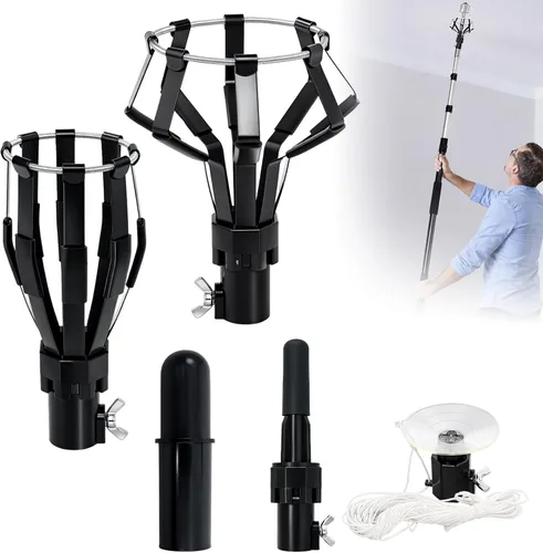 Miniatura 10 de Cambiador de bombilla de alcance de 18 pies para techos altos con poste de extensión telescópico, cambiador de poste de extensión de bombilla de 3 a