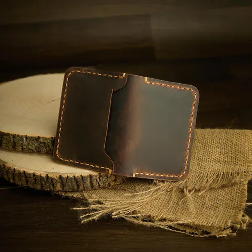 Miniatura 5 de Cartera de cuero hecha a mano, billetera de cuero minimalista, billetera plegable, billetera de bolsillo frontal, tarjetero de cuero hecho a mano