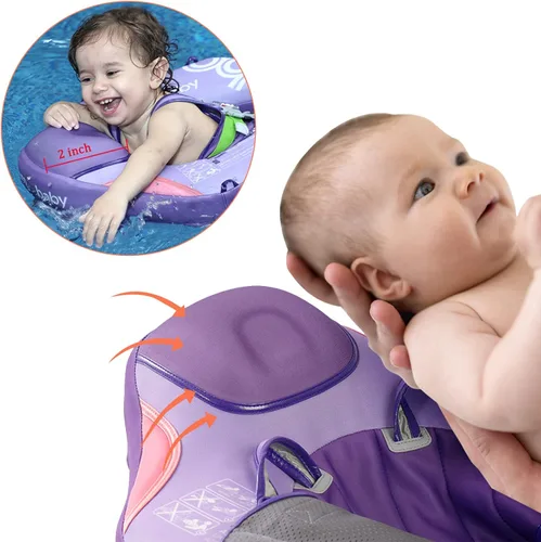 Miniatura 4 de Flotador Mambobaby con cola, flotador para bebé no inflable para piscina, flotador de cintura, juguete de entrenamiento de natación con toldo solar