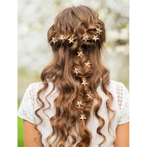 Miniatura 3 de 20 pinzas para el cabello de estrella, pinzas de pelo en espiral de estrella dorada, horquillas de novia, pinzas trenzadas vintage para boda
