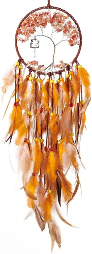 Miniatura 9 de Atrapasueños grandes del árbol de la vida, plumas de gallo rosa con ágata roja, atrapasueños de chakras hecho a mano para dormitorio, un