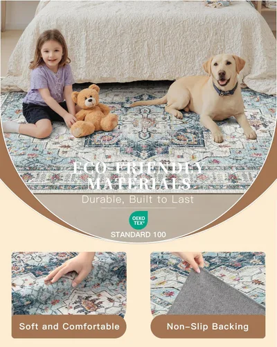 Miniatura 30 de Madane Tapete lavable de 2 x 10 pies para pasillo, cocina, recibidor, clásico, suave, antideslizante para interiores, casa de campo, baño, sala