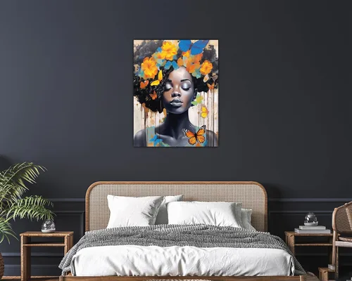 Miniatura 216 de Arte de pared afroamericano, decoración de rey y reina bailarín negro para sala de estar, arte de pareja de amor negro para dormitorio, lienzo