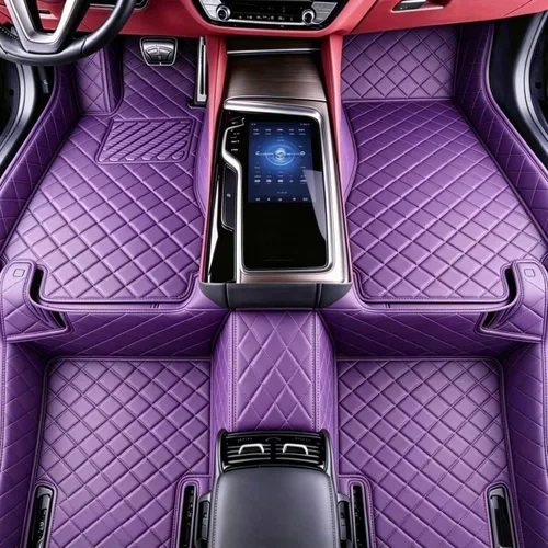 Miniatura 17 de Alfombrillas de cuero personalizadas para todo tipo de clima, revestimientos para el suelo de automóviles, SUV, camiones, juego de tapetes Azul