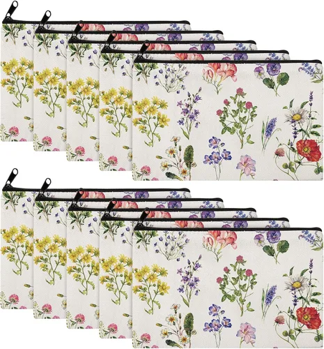 Miniatura 17 de Chunful 10 Piezas Bolsas de Maquillaje de Lona Inspiradoras para Mujeres Regalo de Graduación Bolsas de Cosméticos de Lona Arcoíris a Granel