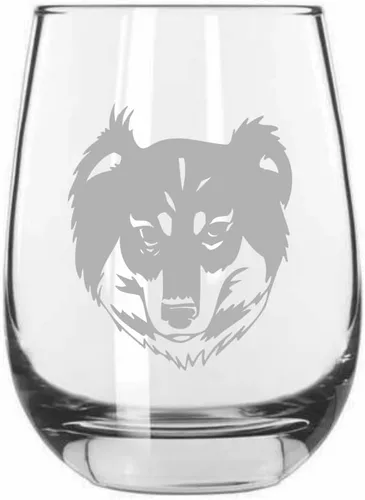Miniatura 63 de Sakhalin Husky Dog - Copa de vino grabada personalizada de 15.25 onzas sin tallo