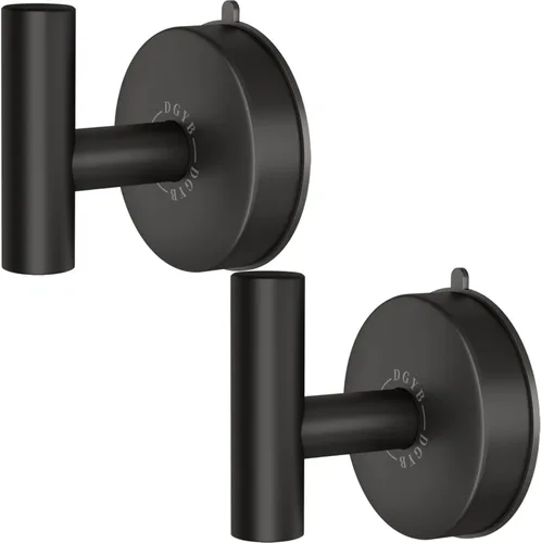 DGYB Ganchos grandes con ventosa para ducha, juego de 2 ganchos negros para toallas, de acero inoxidable para ducha interior, ganchos de pared Negro