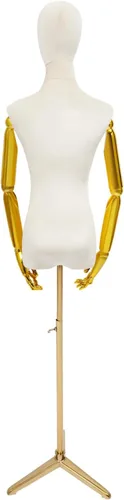 Miniatura 3 de Female Mannequin Dress Form, Adjustable Height Mannequin Body with Gold Arms and Base, Velvet Mannequin Torso for Clothing Dress Jewelry Display