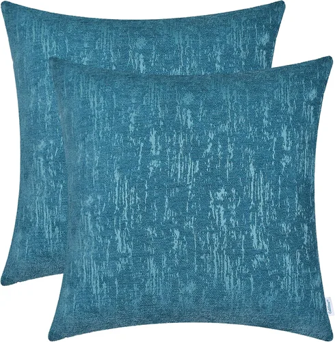 Miniatura 16 de CaliTime Juego de 2 fundas de cojín de felpilla súper suaves teñidas de mármol jacquard para sofá, decoración de casa rural, 18 x 18 pulgadas