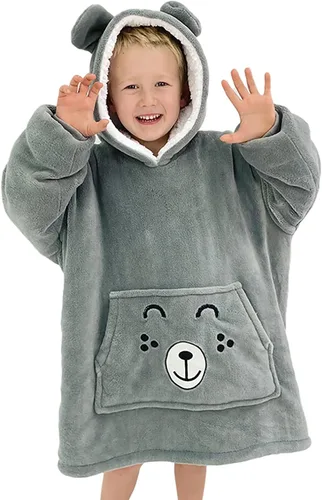Miniatura 11 de Manta para niños de 3 a 10 años, divertida manta con capucha para niños, sudadera con capucha, sudadera cómoda de gran tamaño para niños, niñas