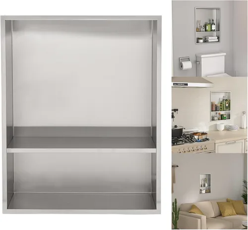 Lordear Niche de baño 21 x 17 pulgadas, estante rectangular empotrado, no necesita azulejos, inserto de pared para almacenamiento, moderno estante