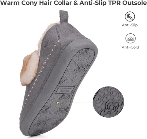 Miniatura 4 de HomeTop Pantuflas de microgamuza para mujer, con forro de sherpa de espuma viscoelástica