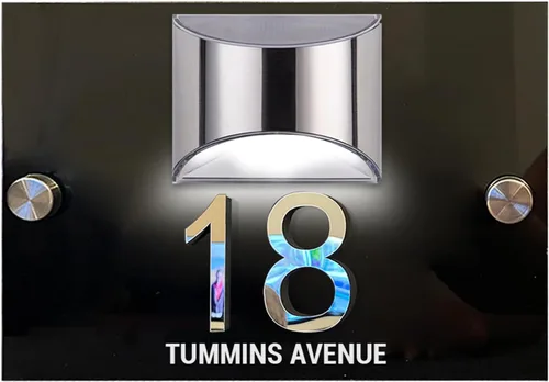 Miniatura 17 de Placa solar personalizada con números de casa, placa LED moderna para puerta, letrero acrílico para casa de jardín, montaje en la pared para casa