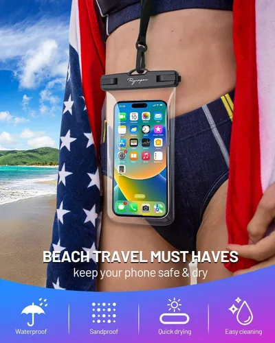 Miniatura 5 de Rynapac Funda impermeable IPX8 para teléfono, 8.5 pulgadas, paquete de 2 fundas impermeables para iPhone 17, 16, 15 Pro Max, Galaxy S26 S25 Ultra