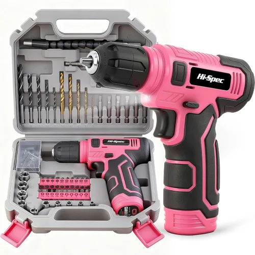 Miniatura 11 de Hi-Spec Juego de taladro inalámbrico de 50 piezas de 12 V en una caja de herramientas. Incluye batería recargable, puntas de destornillador