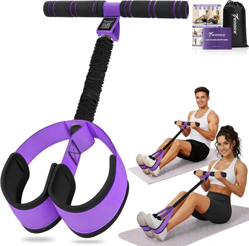 Miniatura 9 de Banda de resistencia mejorada de pedal con asas, bandas de resistencia para pedal de pie para mujeres, entrenamiento de piernas y abdominales