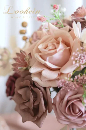 Miniatura 3 de Lookein Flores Artificiales para Decoración de Boda DIY, Ramo de Novia, Centros de Mesa, Coronas de Flores, Flores de Pasillo, Decoración del Hogar
