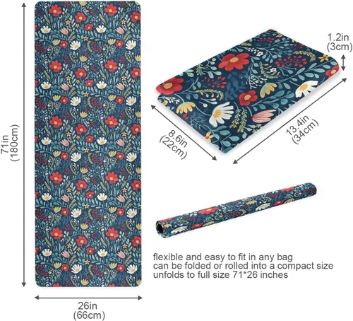 Miniatura 6 de Flowers Yoga Mat Non Slip Thick Kids Eco Friendly Rubber Workout Foldable Yoga Mat Women Exercise