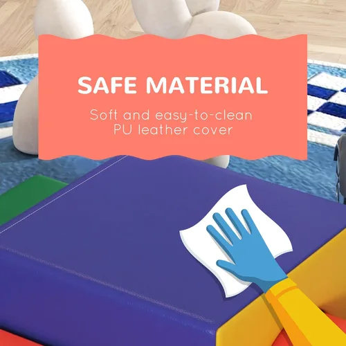 Miniatura 6 de Qaba Juguetes de escalada para niños pequeños y niños, juego de espuma suave y seguro de 4 piezas fácil de limpiar para gatear o deslizarse, surtido