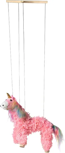 Miniatura 3 de Artisan Owl Marioneta de unicornio rosa de hilo y felpa, pies de madera y cuerdas desmontables, los estilos varían (rosa)
