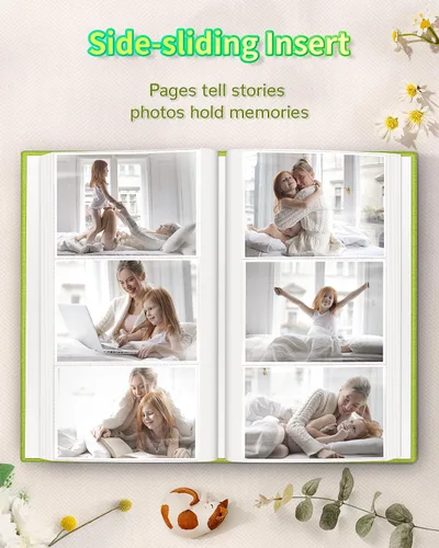 Miniatura 5 de Álbum de fotos Artfeel 4x6 con 300 bolsillos, álbumes de fotos deslizables, libro de memorias con cubierta de lino y ventana frontal, libro de fotos