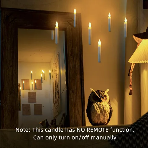 Miniatura 2 de Homemory - 12 velas cónicas LED sin llama, candelabros operados con pilas con llama parpadeante amarilla cálida, sin control remoto, 0.79 x 6.5
