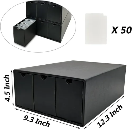 Miniatura 8 de Caja de almacenamiento de tarjetas de intercambio Fageverld, caja de tarjetas de cartón para coleccionistas con 50 divisores para colección de Negro