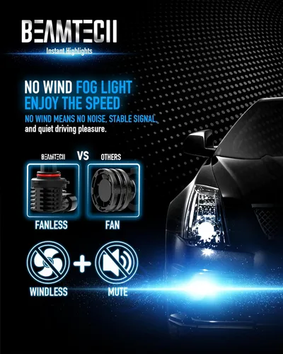 Miniatura 7 de BEAMTECH Bombilla 9005, luz antiniebla sin ventilador en línea, 6500 K, color blanco, paquete de 2