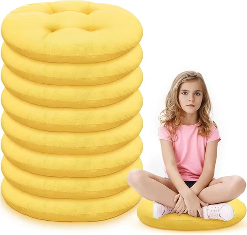 Miniatura 13 de Fumete - 8 piezas de cojines de piso redondos de 16 pulgadas para niños y bebés, asientos flexibles para muebles de aula, almohada de piso