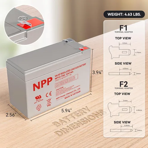 Miniatura 2 de NPP 7 Ah 12 V, batería AGM recargable, terminal 6FM7 F1 12 voltios, baterías UPS pequeñas de reemplazo para UB1270, sistemas de alarma, luces