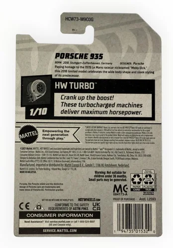 Miniatura 2 de Hot Wheels 2022 - Porsche 935 - Negro - HW Turbo 1/10