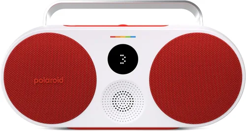 Miniatura 3 de Polaroid Reproductor de música P3 (rojo) - Altavoz Bluetooth inalámbrico Boombox retro-Futurista recargable con emparejamiento estéreo dual