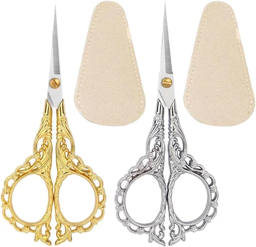 Miniatura 9 de Jasni Tijeras de Bordado Bonitas de 5 Pulgadas Pequeñas para Costura y Artesanía Acero Inoxidable Mango Vintage de Flor de Durazno para Herramientas