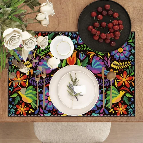 Miniatura 3 de Juego de 4 manteles individuales de fiesta mexicana del Cinco de Mayo, decoración del Día de los Muertos, decoración y suministros para el hogar