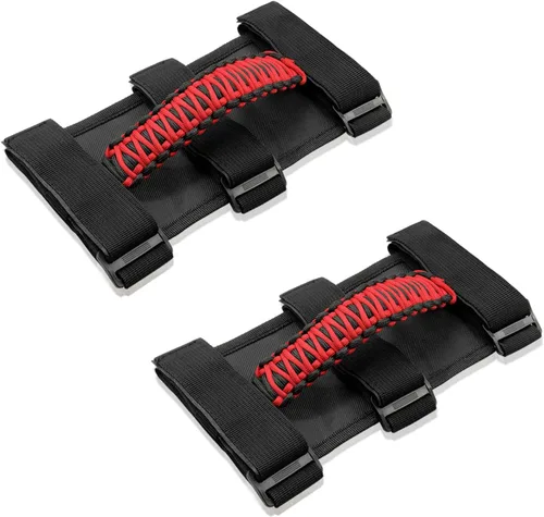 Miniatura 8 de 2x Asas de Agarre de Barra Enrollable para Jeep Wrangler YJ TJ JK JKU JL JLU Sports Sahara Freedom Rubicon Unlimited X Gladiator JT 1955-2022 Negro