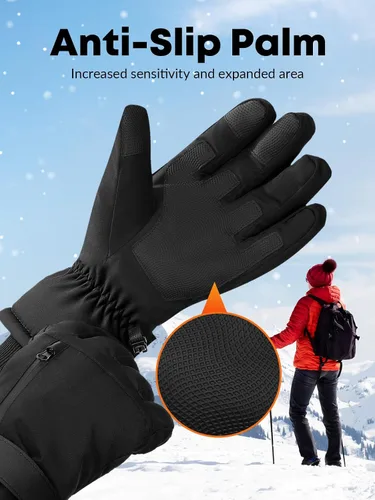 Miniatura 4 de KASBAH Guantes térmicos impermeables de invierno para hombres y mujeres, guantes de esquí con aislamiento cálido con diseño antideslizante